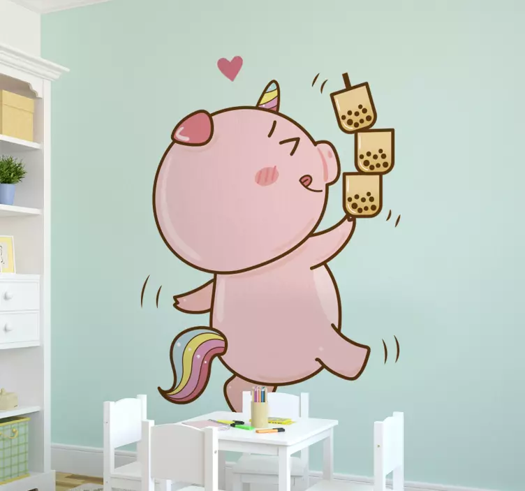 Kid's sticker playful unicorn character - TenStickers