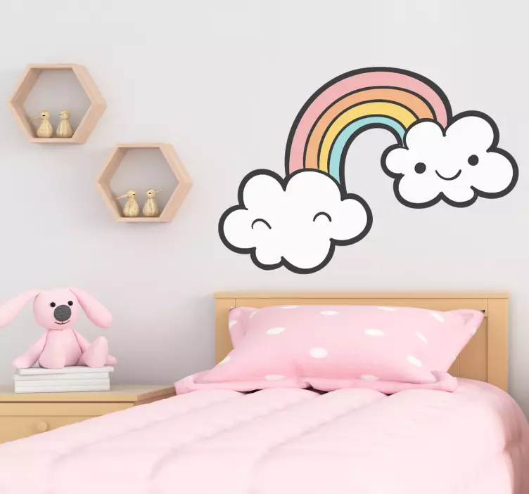 Kid's sticker rainbow cloud smiles - TenStickers