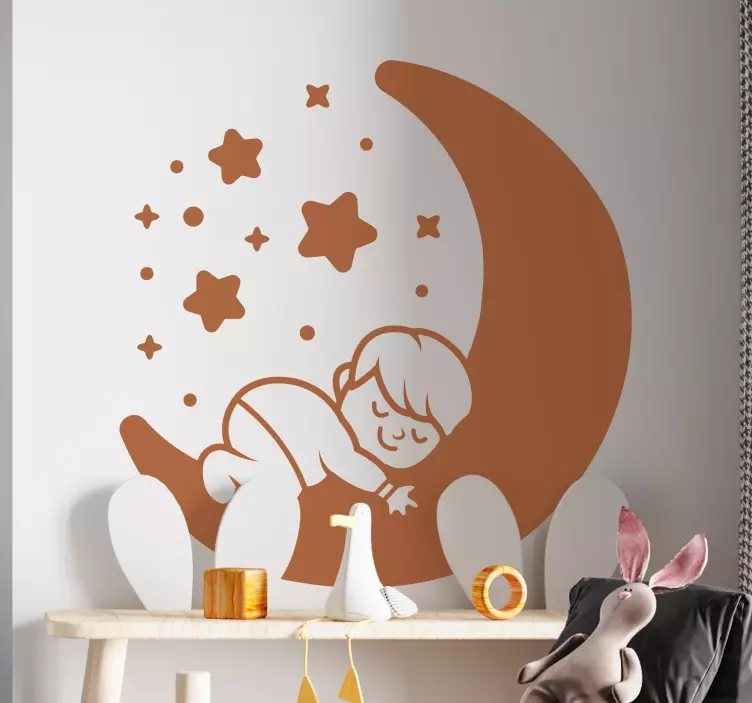Kid's sticker sleeping child moon - TenStickers