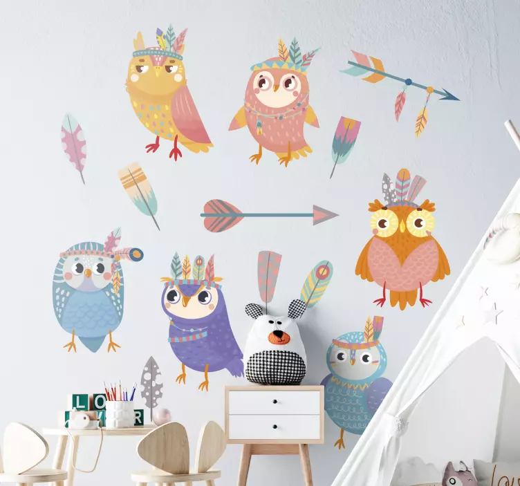 Kid's sticker vibrant owl collection - TenStickers