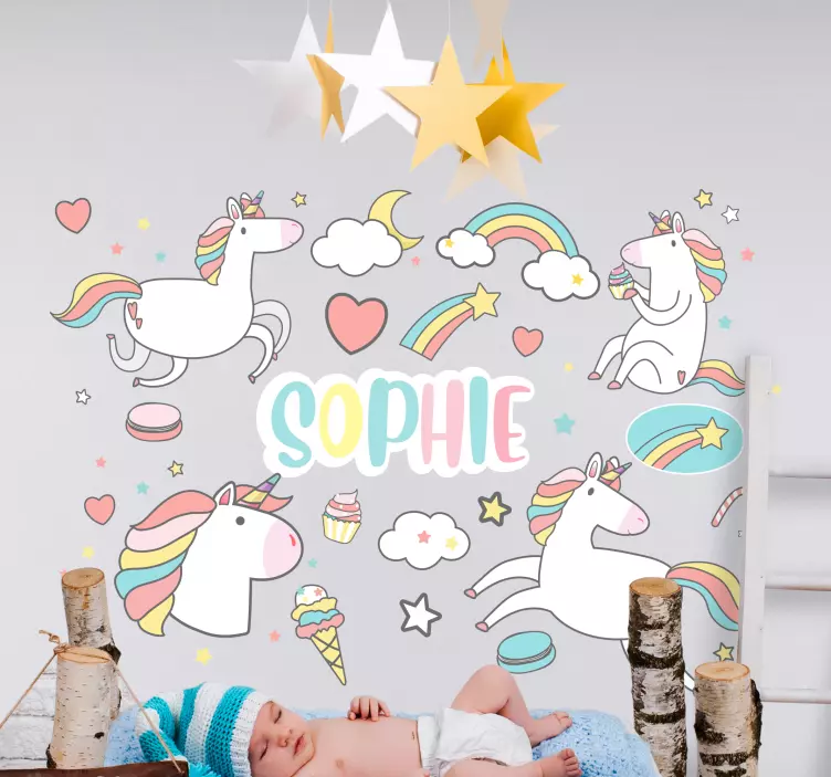 Kid's sticker vibrant unicorn design - TenStickers