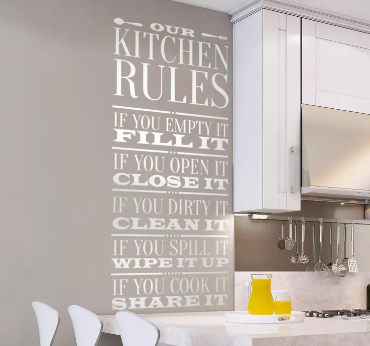kitchen basic rules home text wall sticker - TenStickers