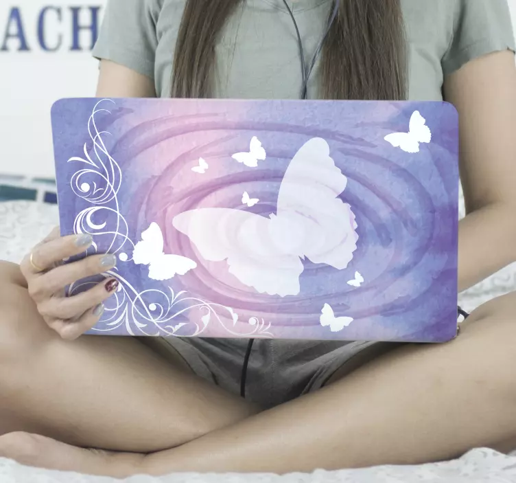 Laptop skin butterfly swirls design - TenStickers