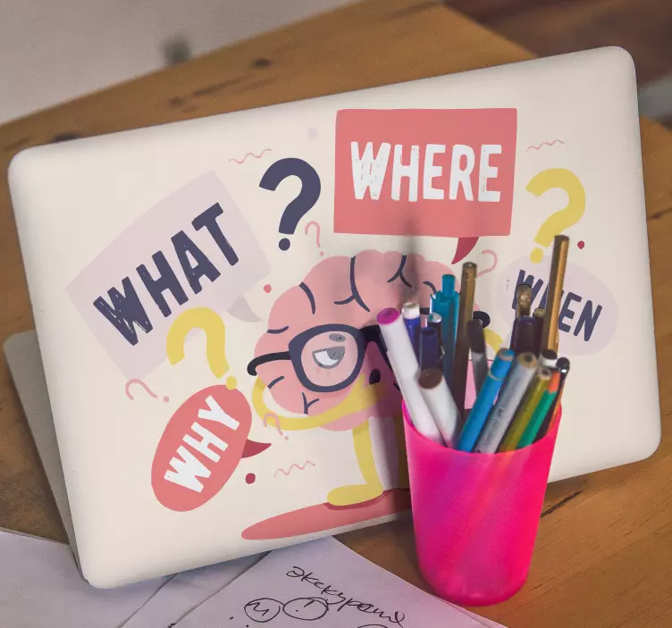 Laptop skin featuring curious brain characters - TenStickers
