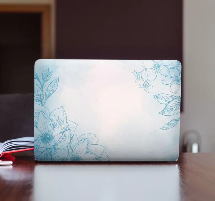 Laptop skin with botanical emblem design - TenStickers