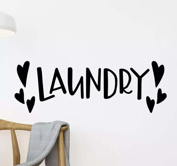 Laundry room hearts home text wall decal - TenStickers