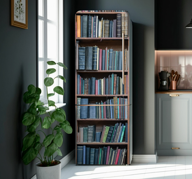Library shelves fridge sticker - TenStickers