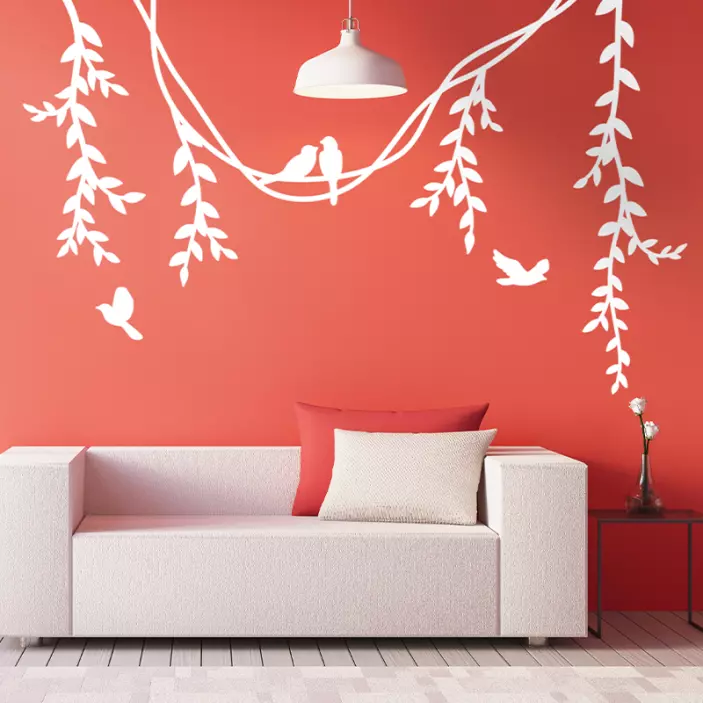 Linden branch and birds plant wall sticker - TenStickers