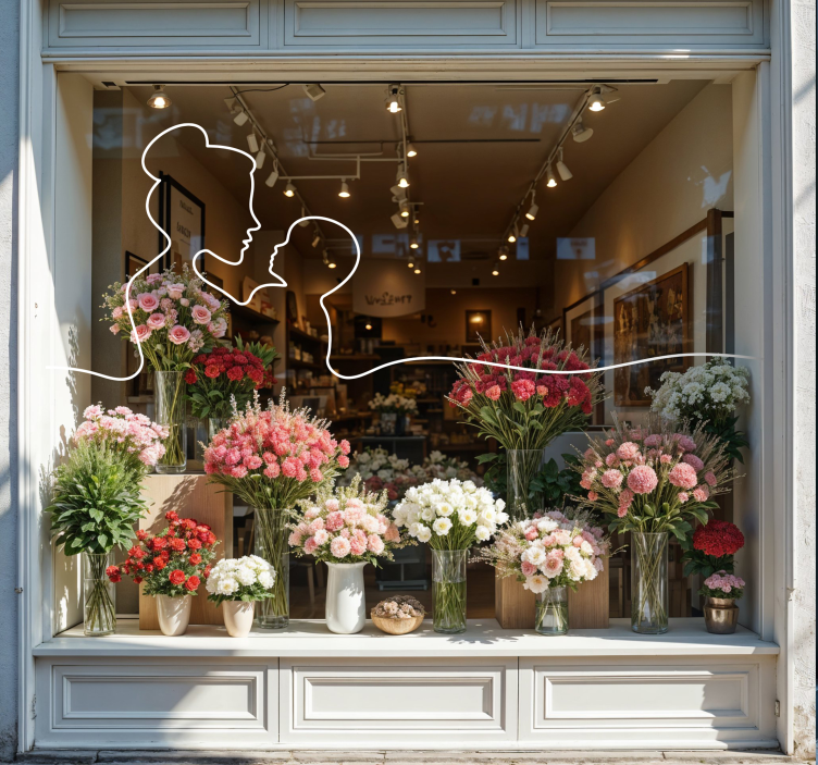 Line art mother shop window sticker - TenStickers