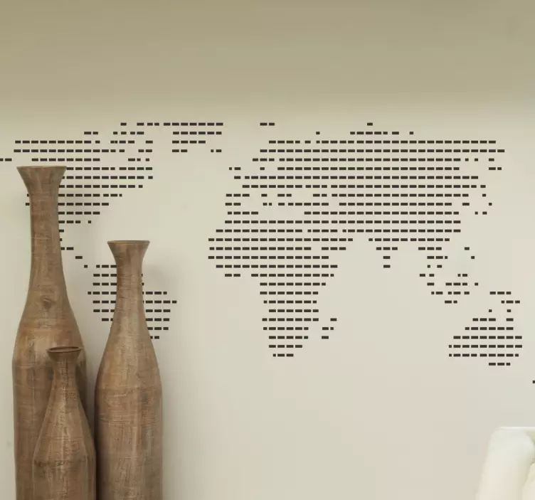 Lined World Map Sticker - TenStickers
