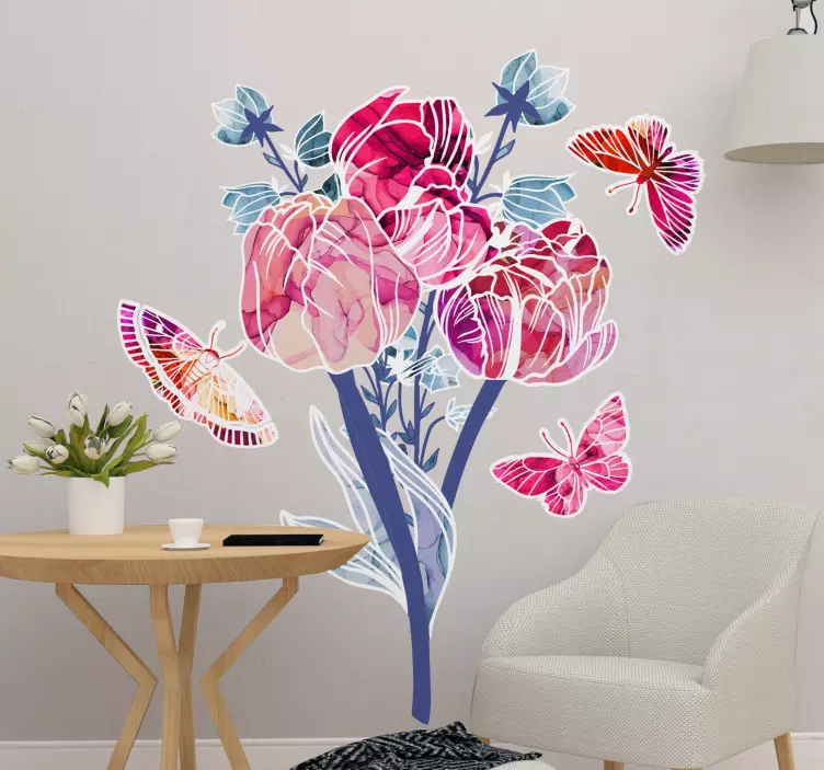 Lively floral arrangement wall sticker - TenStickers