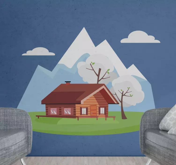 Location sticker charming rustic cabin - TenStickers