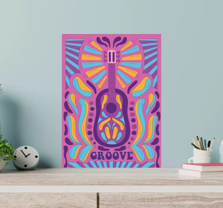 Location sticker colorful guitar artwork - TenStickers