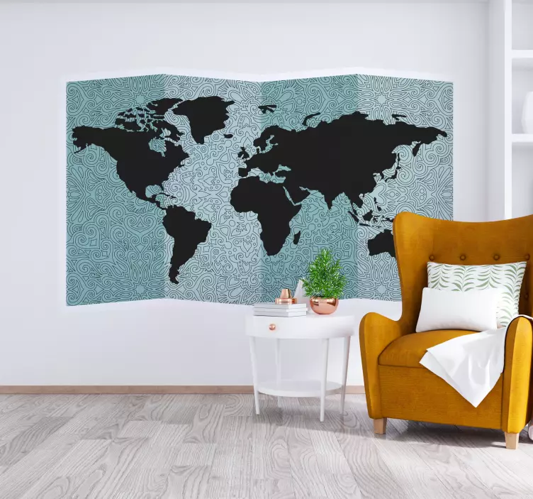 Location sticker intricate world map - TenStickers
