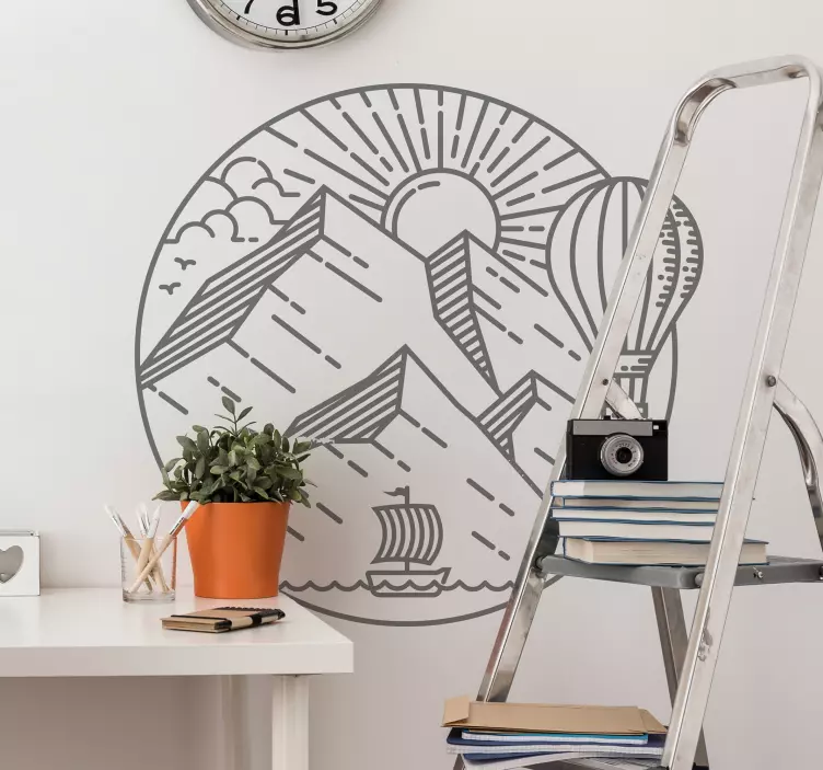 Location sticker mountainous scenic view - TenStickers