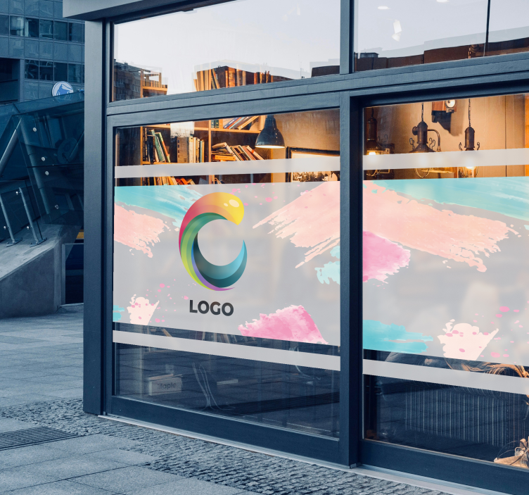 Logo cast on translucent shop window sticker - TenStickers