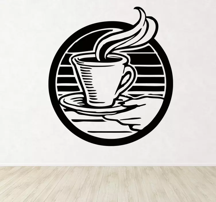 Logo Coffee Cup Illustration Wall Sticker - TenStickers
