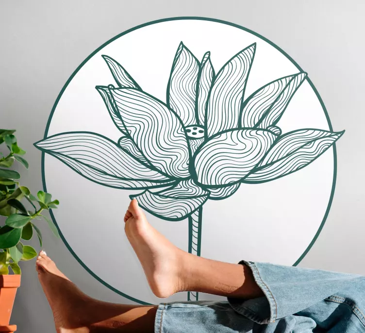 Lotus flower blossom illustration flower decal - TenStickers