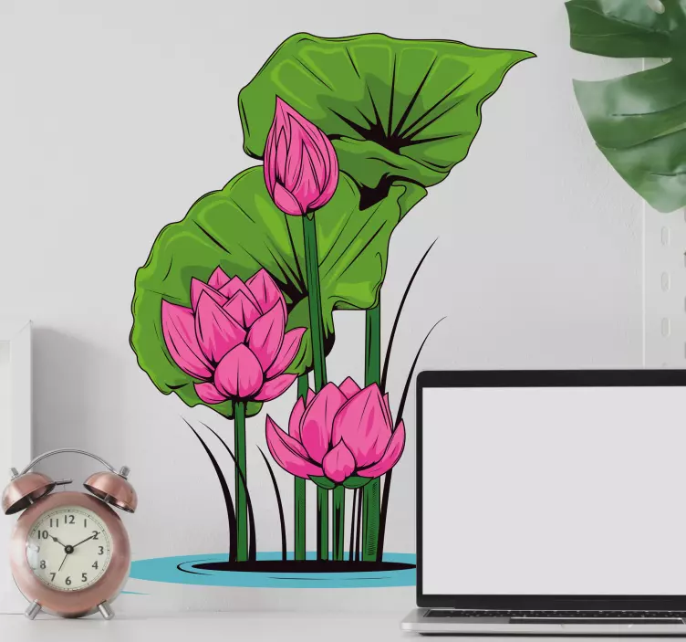 Lotus in water flower wall sticker - TenStickers