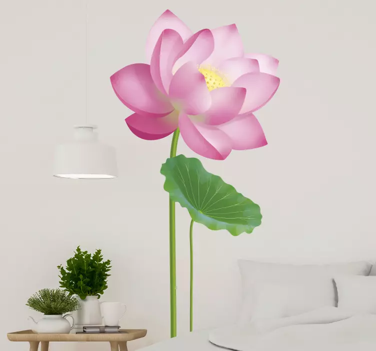 Lotus single flower flower wall sticker - TenStickers