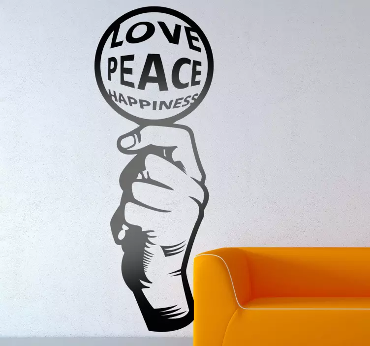 LOVE PEACE HAPPINESS wall stickers quotes - TenStickers