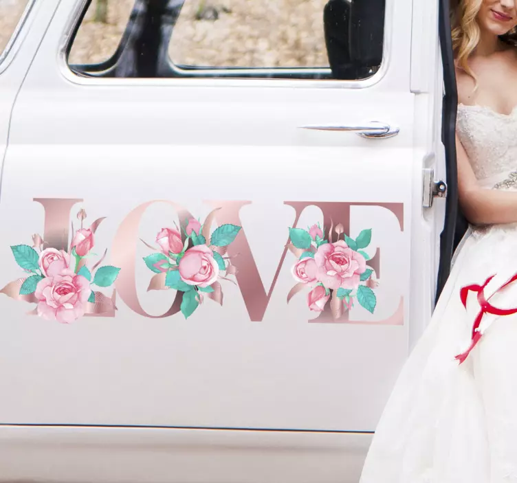 Love with flowers wedding sticker - TenStickers