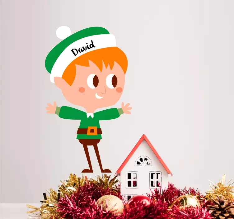 Male Elf Customisable Christmas Sticker - TenStickers