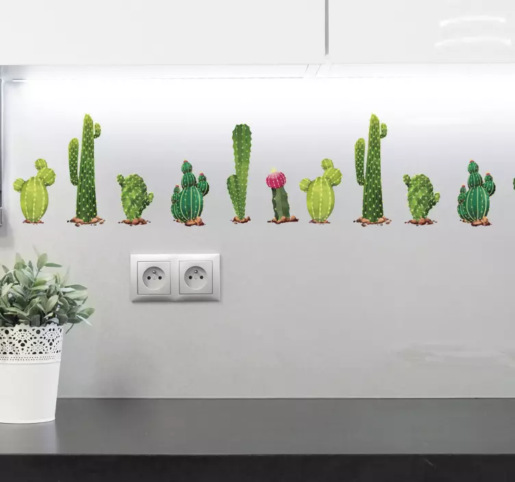 Many cactus wall border sticker - TenStickers