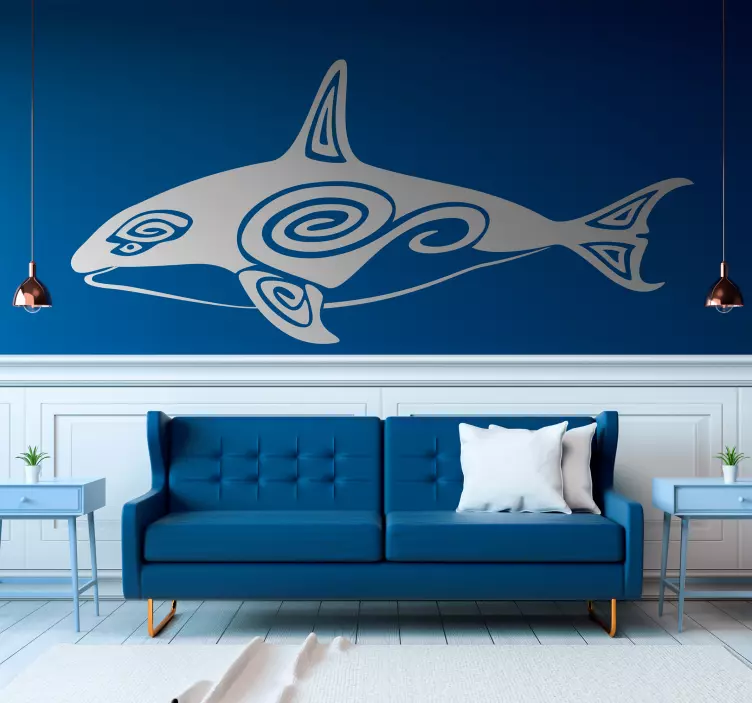 Maori Whale fish wall sticker - TenStickers