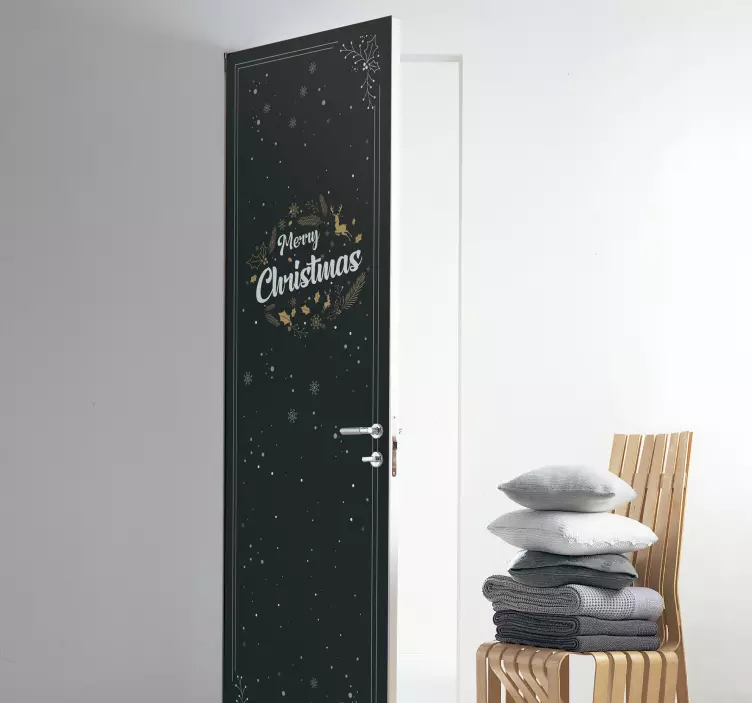 Merry Christmas composition  door decal - TenStickers