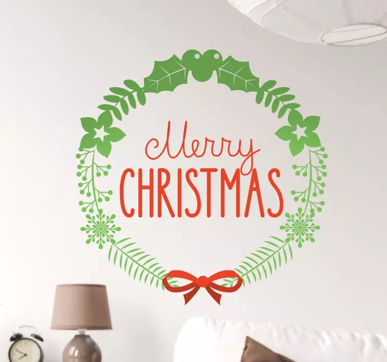 Merry Christmas Holly Wall Sticker - TenStickers