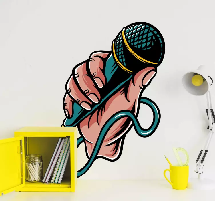 Microphone Hand Gesture music stickers - TenStickers