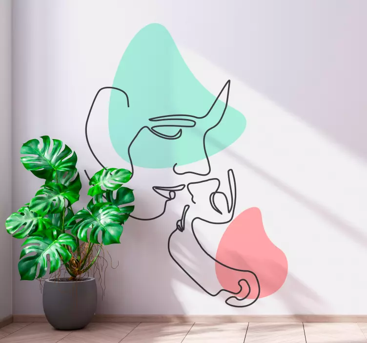 Minimalist line portrait wall decal - TenStickers