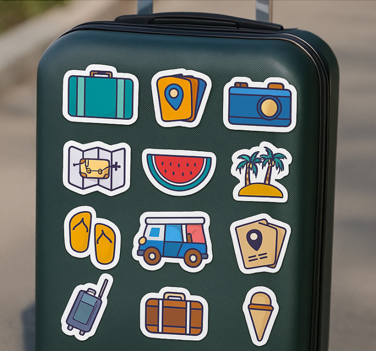 Minimalist Travel Icons tourism stickers - TenStickers