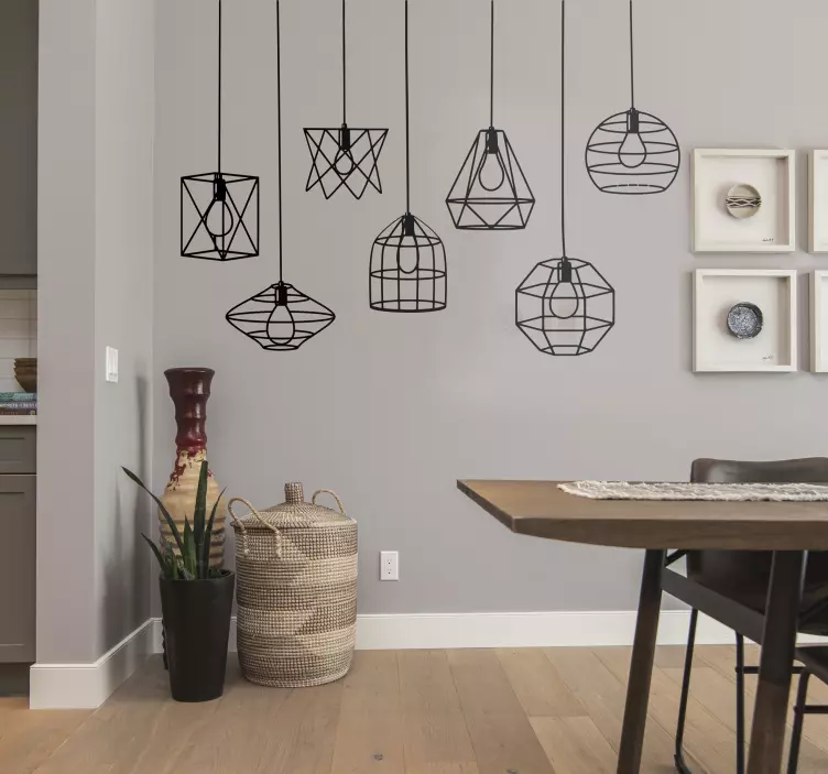 Monochrome suspended lamps wall sticker for dining room - TenStickers