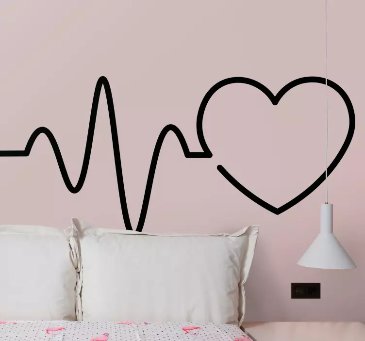Monocolor electrocardiogram with heart sticker - TenStickers