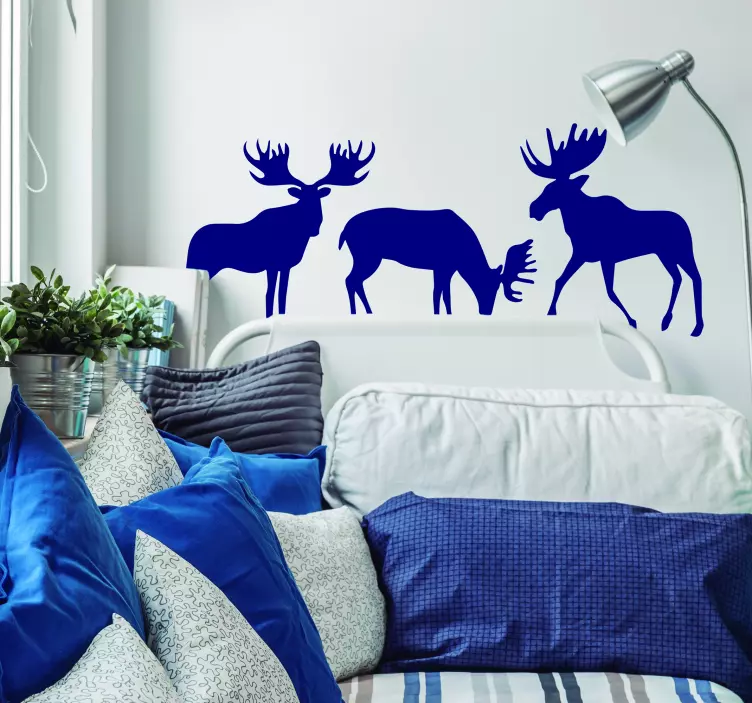 Moose Family Silhouettes farm animal sticker - TenStickers