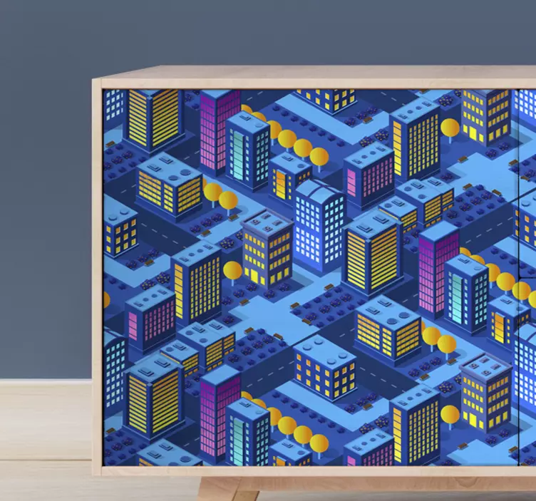 Multicolour city modern style furniture sticker - TenStickers