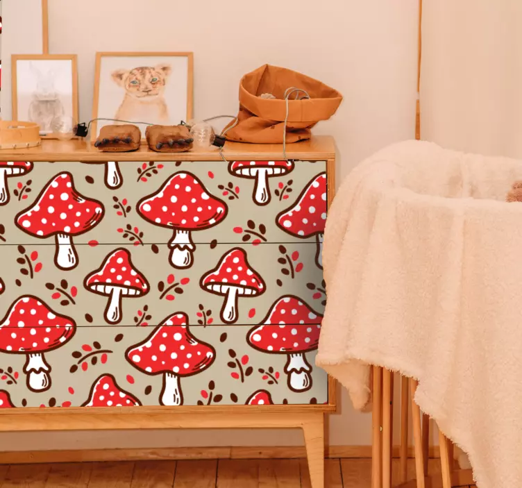 Mushroom motif arrangement furniture sticker - TenStickers