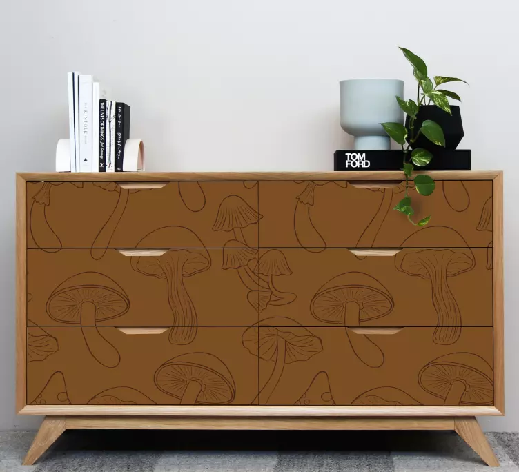 Mushroom brown pattern furniture sticker - TenStickers