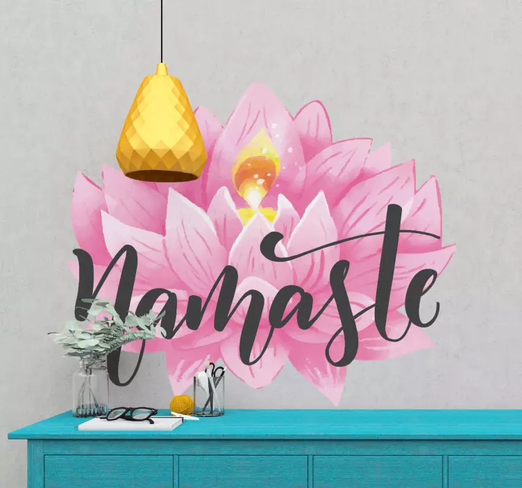 Namaste pink lotus flower wall sticker - TenStickers