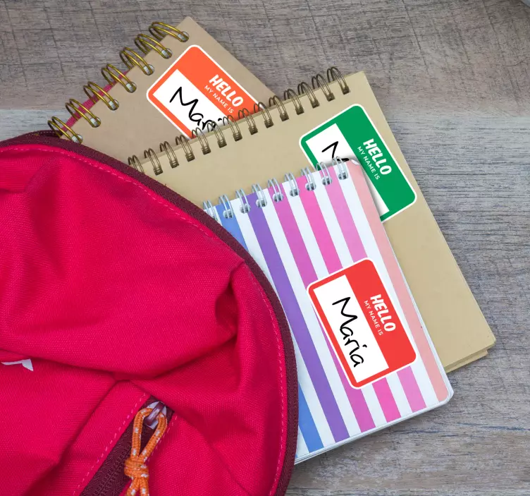 Name tags sticker for notebook - TenStickers