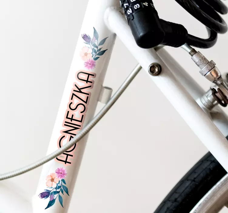 name with flowers for bike Sticker - TenStickers