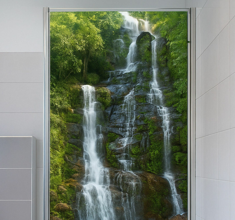 Natural rock waterfall shower screen sticker - TenStickers