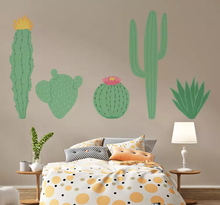 Nature wall sticker cactus collection display - TenStickers