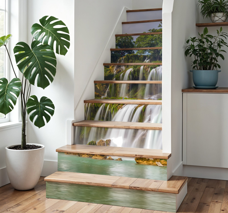 Nature waterfall stair riser sticker - TenStickers
