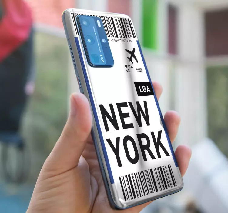New York boarding pass huawei sticker - TenStickers