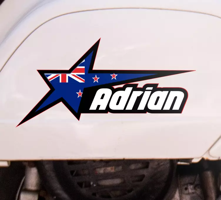 New Zealand flag and custom name  decal - TenStickers