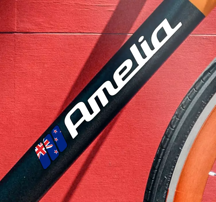 New Zealand flag with custom name  bike sticker - TenStickers