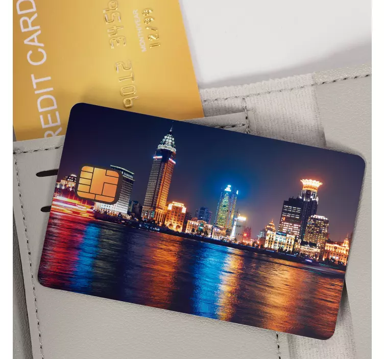 Night cityscape lights credit card sticker - TenStickers